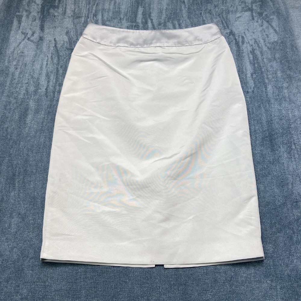 VTG Armani Pencil Skirt Womens 6 White Back Slit Zipper Flat Front Lined Formal